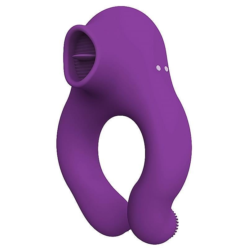 Fenda Anillo Vibrador con Lengua y Control Remoto